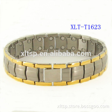 Most popular gold plating matt silver Bio Energy Magnetic titanium bracelet